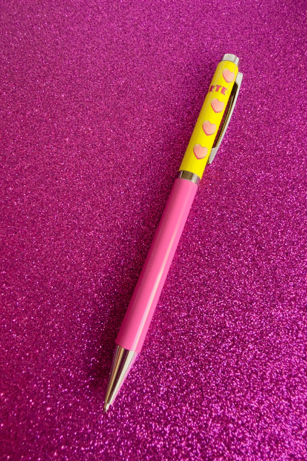 Caneta Coração Pink Vibes - Tinta Azul