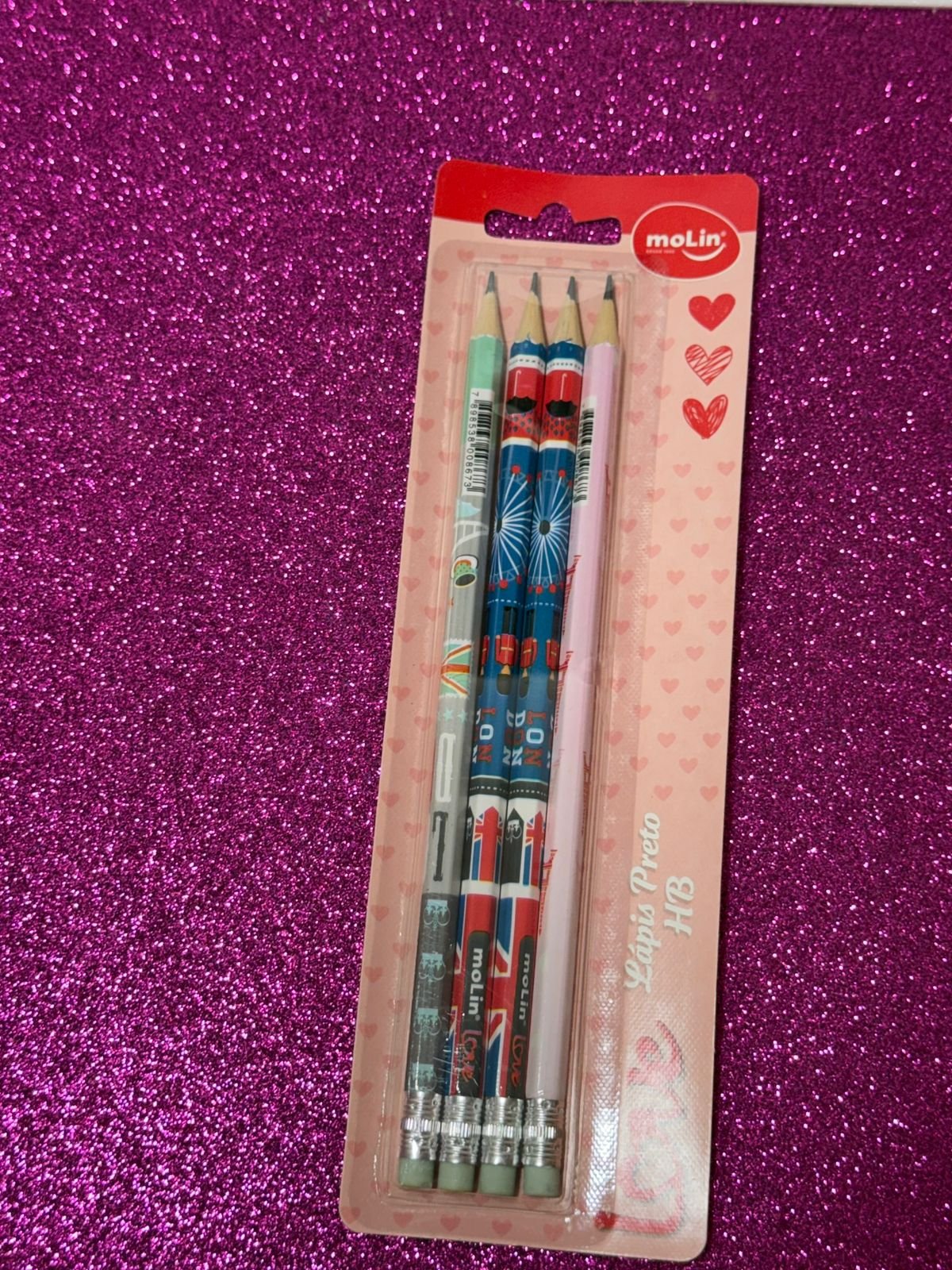 Lápis Preto Hb Love City com borracha- estampa e cor aleatórias - Imagem 2