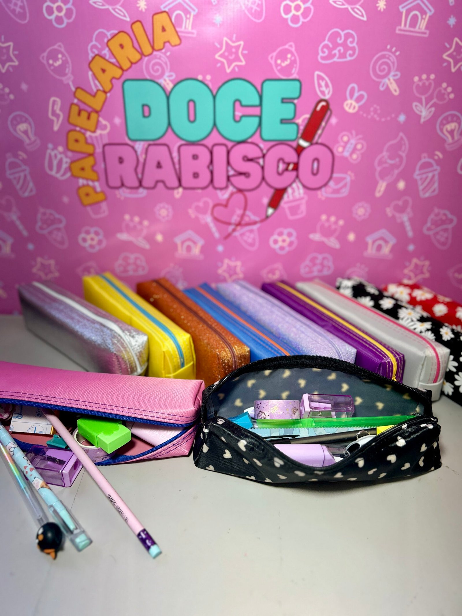Kit Papelaria Completo 21 Itens com Estojo Fofo ✨ Canetas Lápis Washi Tape e Acessórios - Imagem 2