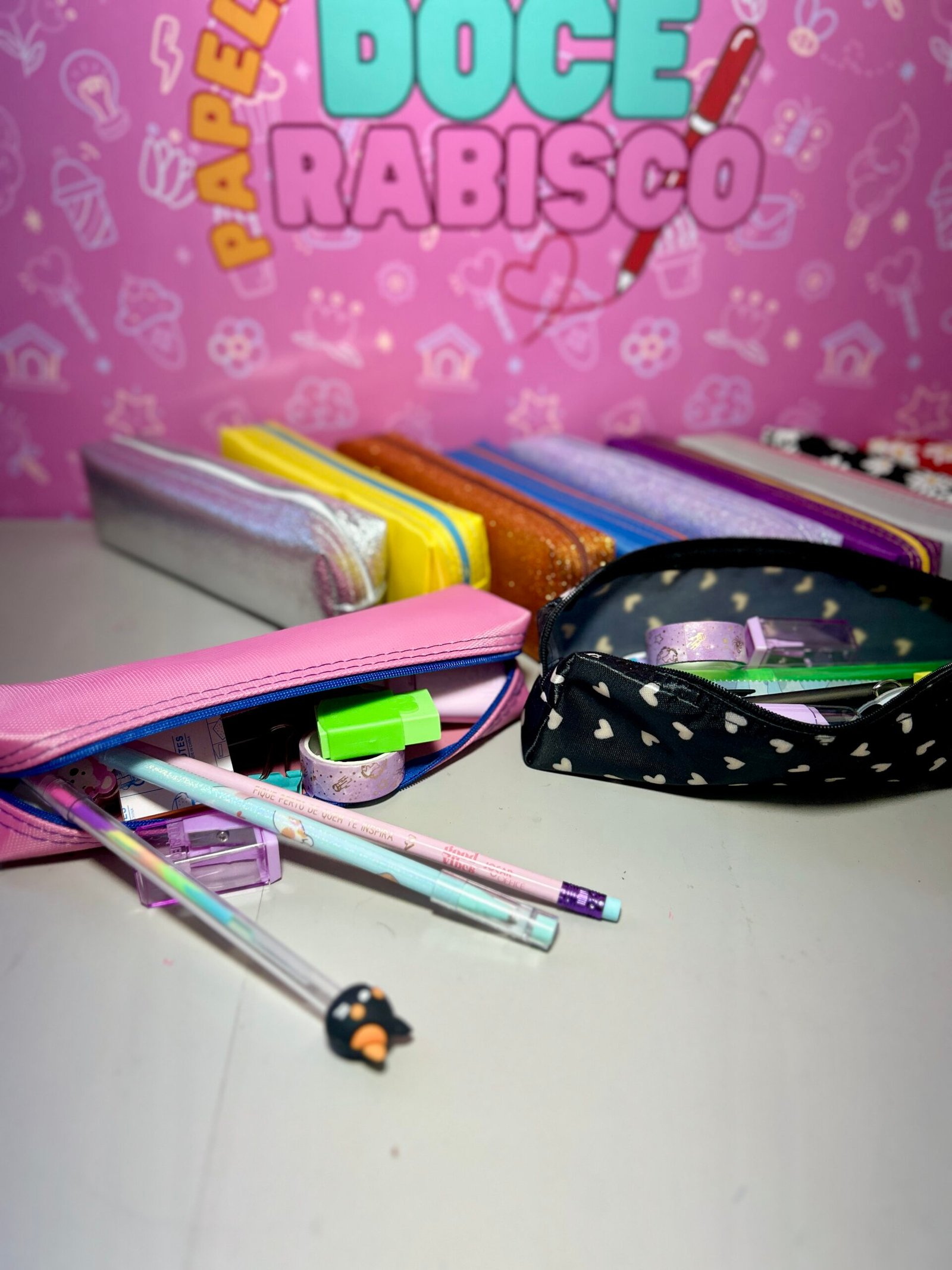 Kit Papelaria Completo 21 Itens com Estojo Fofo ✨ Canetas Lápis Washi Tape e Acessórios - Imagem 17