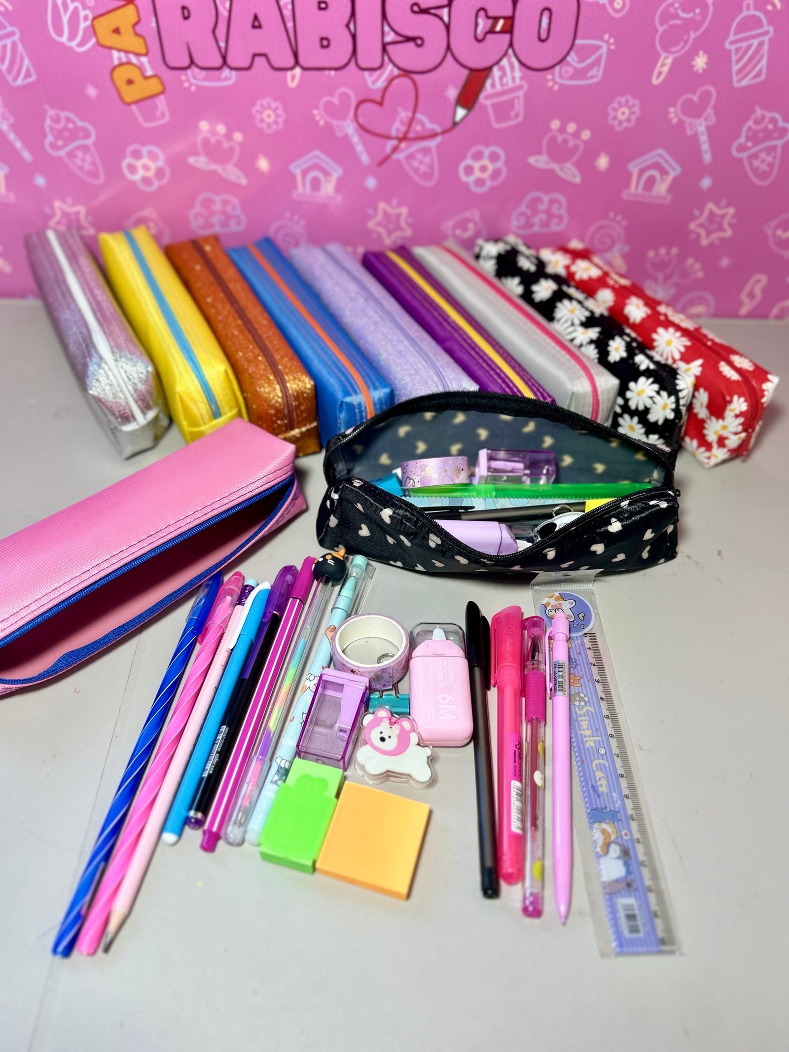 Kit Papelaria Completo 21 Itens com Estojo Fofo ✨ Canetas Lápis Washi Tape e Acessórios - Imagem 15