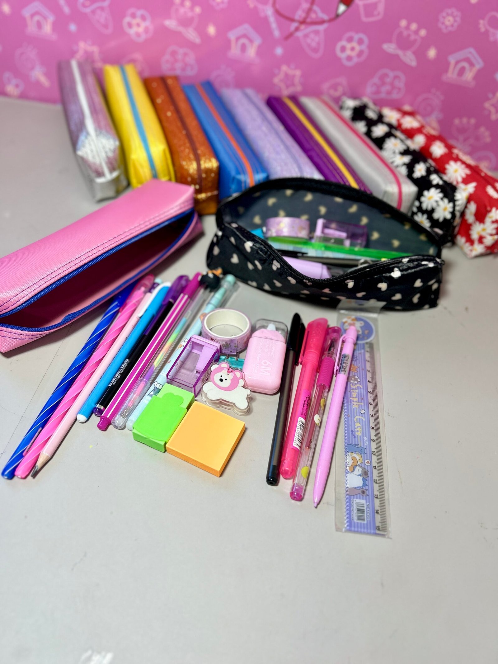 Kit Papelaria Completo 21 Itens com Estojo Fofo ✨ Canetas Lápis Washi Tape e Acessórios - Imagem 14