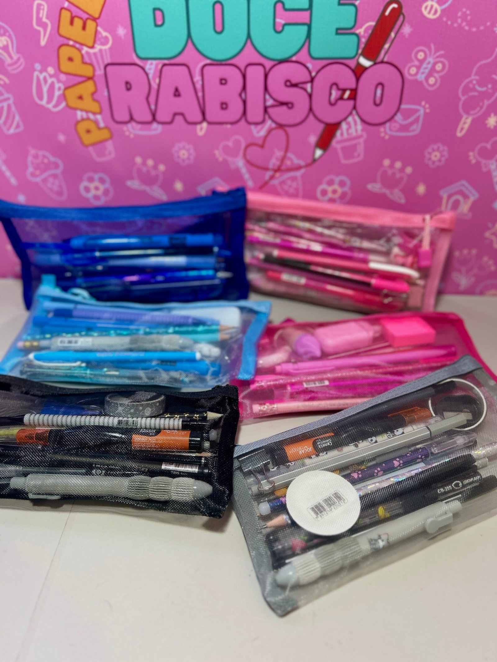 Kit Papelaria Completo 20 Itens com Bag Telinha ✨ Canetas Lápis Washi Tape e Acessórios