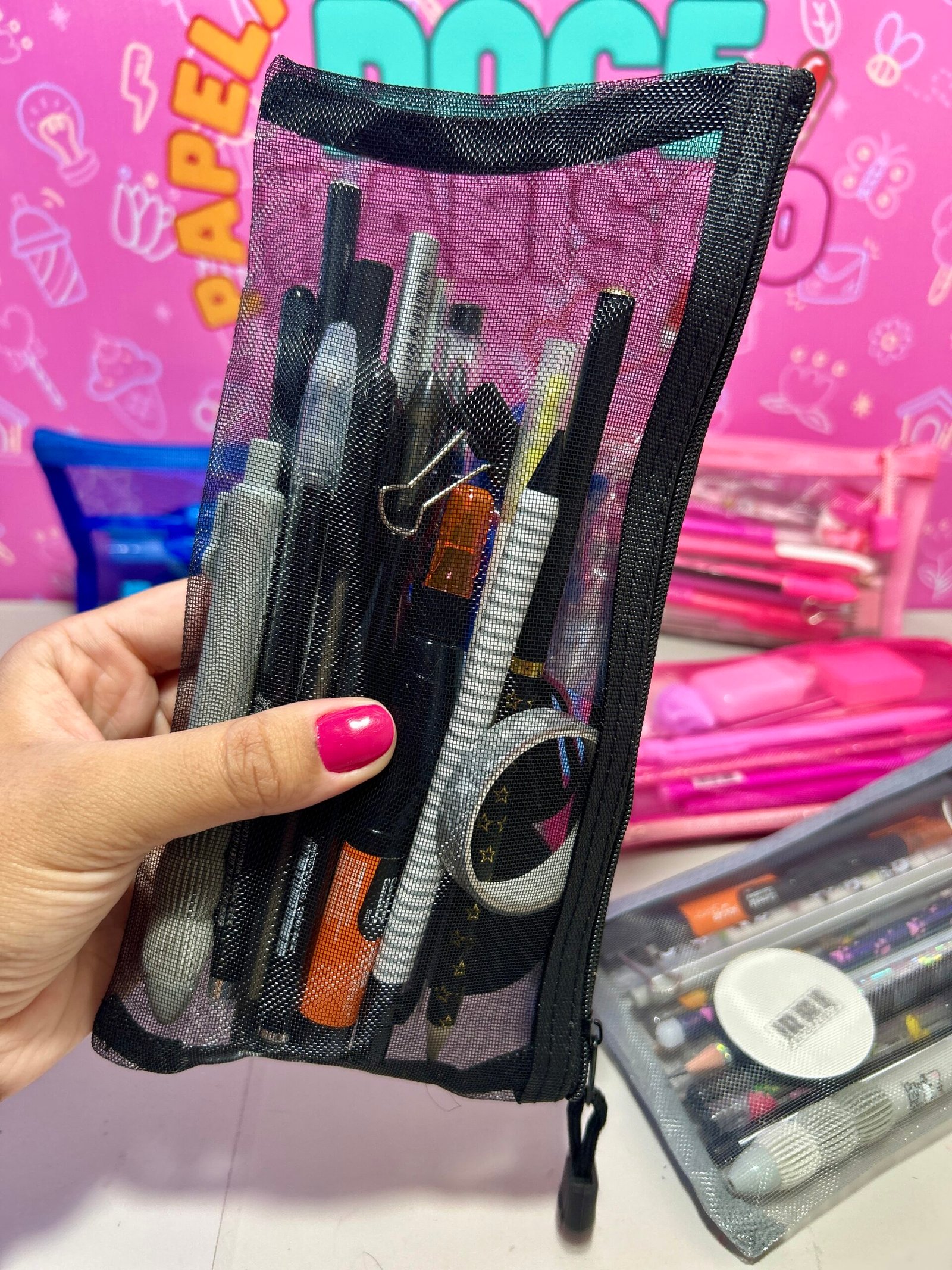 Kit Papelaria Completo 20 Itens com Bag Telinha ✨ Canetas Lápis Washi Tape e Acessórios - Imagem 6