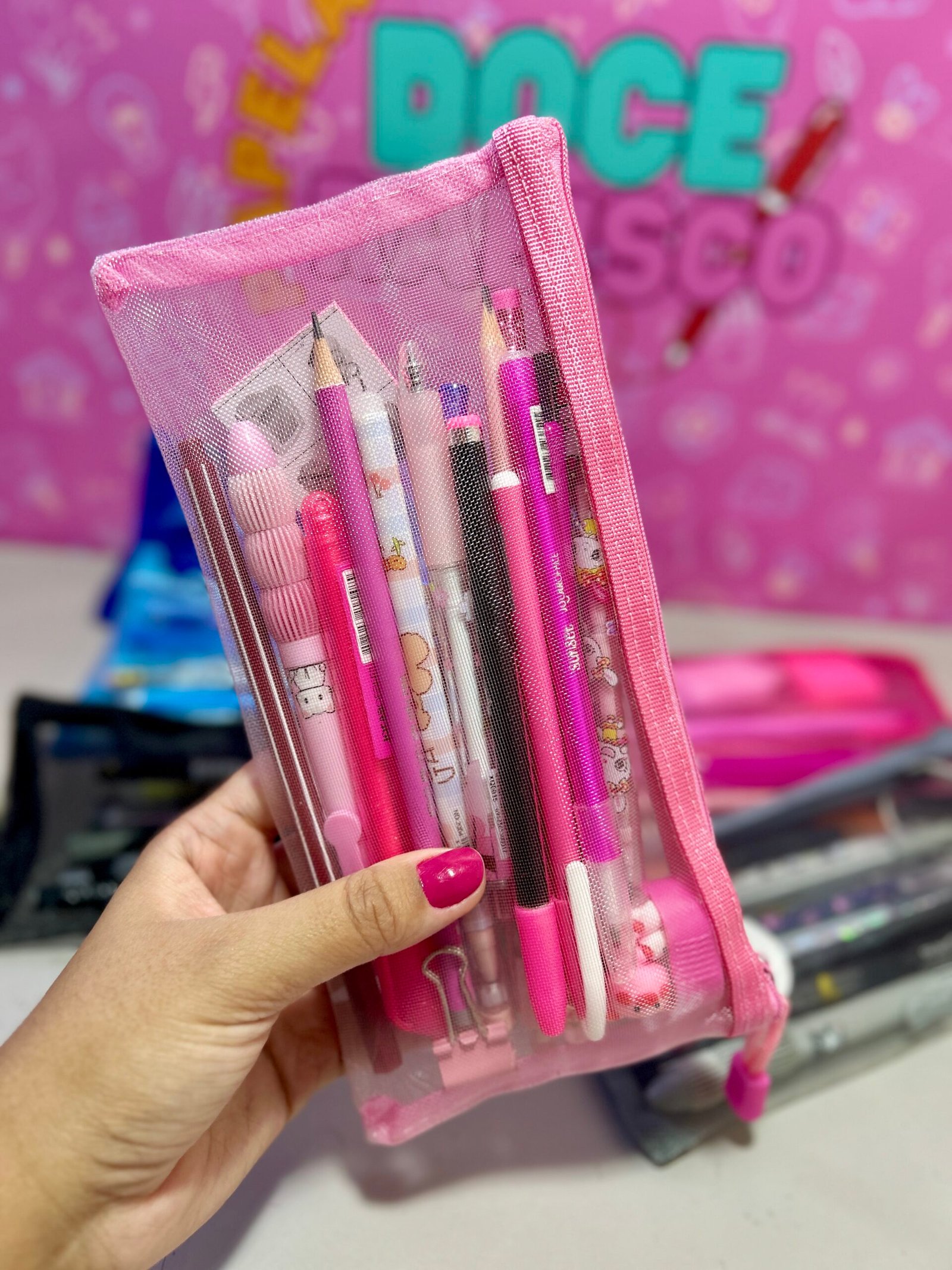 Kit Papelaria Completo 20 Itens com Bag Telinha ✨ Canetas Lápis Washi Tape e Acessórios - Imagem 5