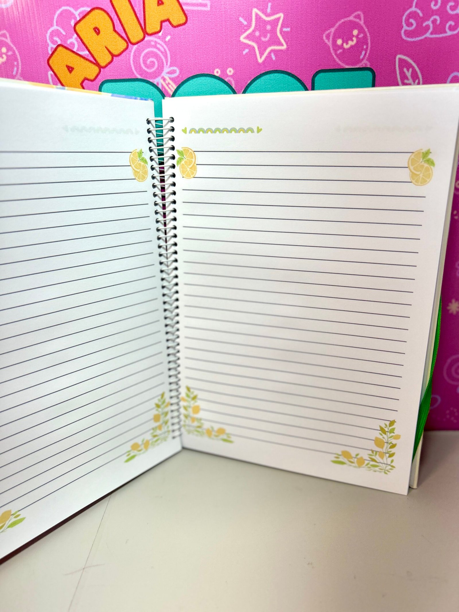 Kit Cadernos Fofos Limão 3 Peças A5 Colegial A6 Papelaria Elegante com Elástico 60 Folhas - Imagem 3