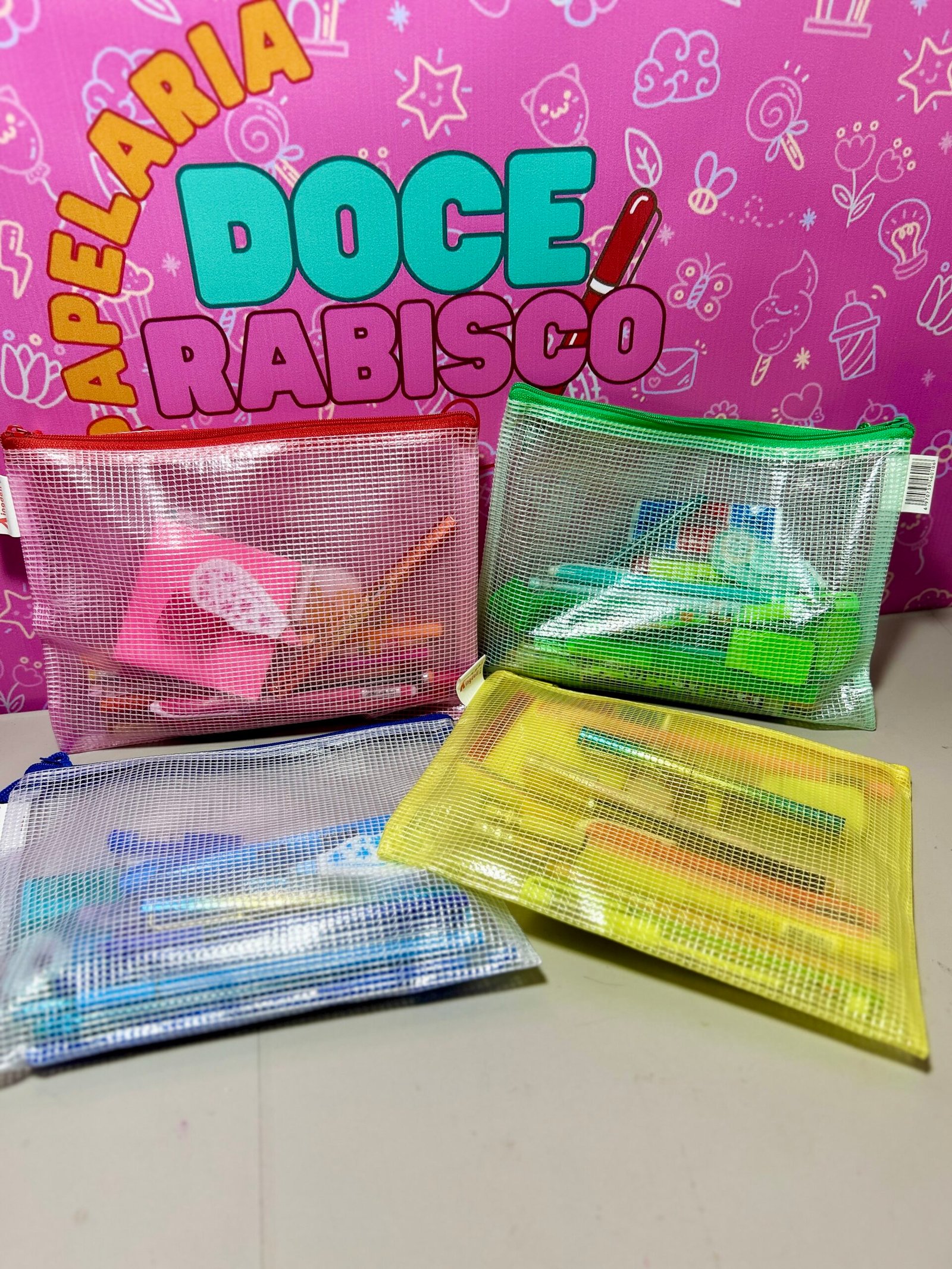 Kit Papelaria 20 Itens com Bag Presente ✨ Canetas Lápis Acessórios Completo Colorido